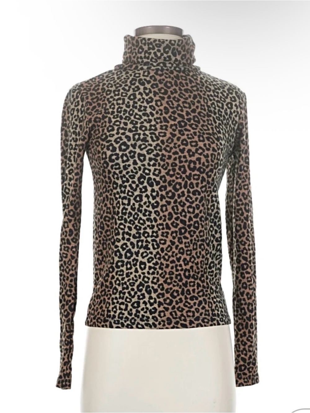 Zara Leopard Print Turtleneck Sweater - Brown/Black